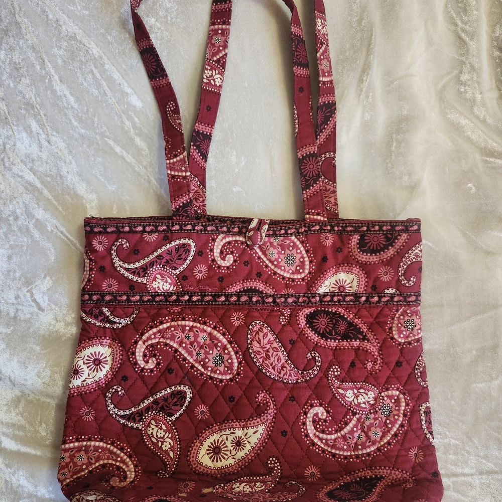 Paisley Quilted Tote Bag - Red